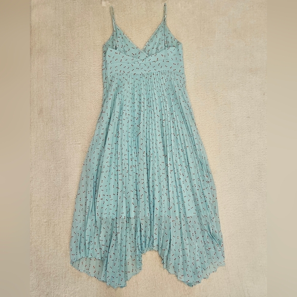 NEW Uniqlo Blue Red Polka Dot Midi Summer Dress Size S Preppy Feminine Boho - Picture 9 of 9